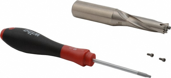 Ingersoll Cutting Tools Replaceable-Tip Drill: 0.6299 to 0.6654" Dia, 1.89" Max Depth, 3/4" Cylindrical Shank - 3212719