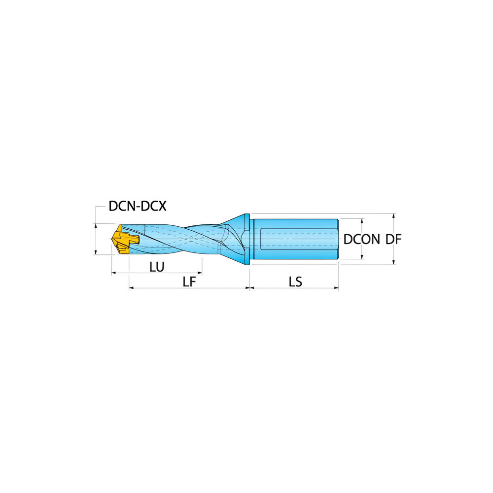 Ingersoll Cutting Tools Replaceable-Tip Drill: 0.5118 to 0.5276" Dia, 2.56" Max Depth, 5/8" Cylindrical Shank - 3212702