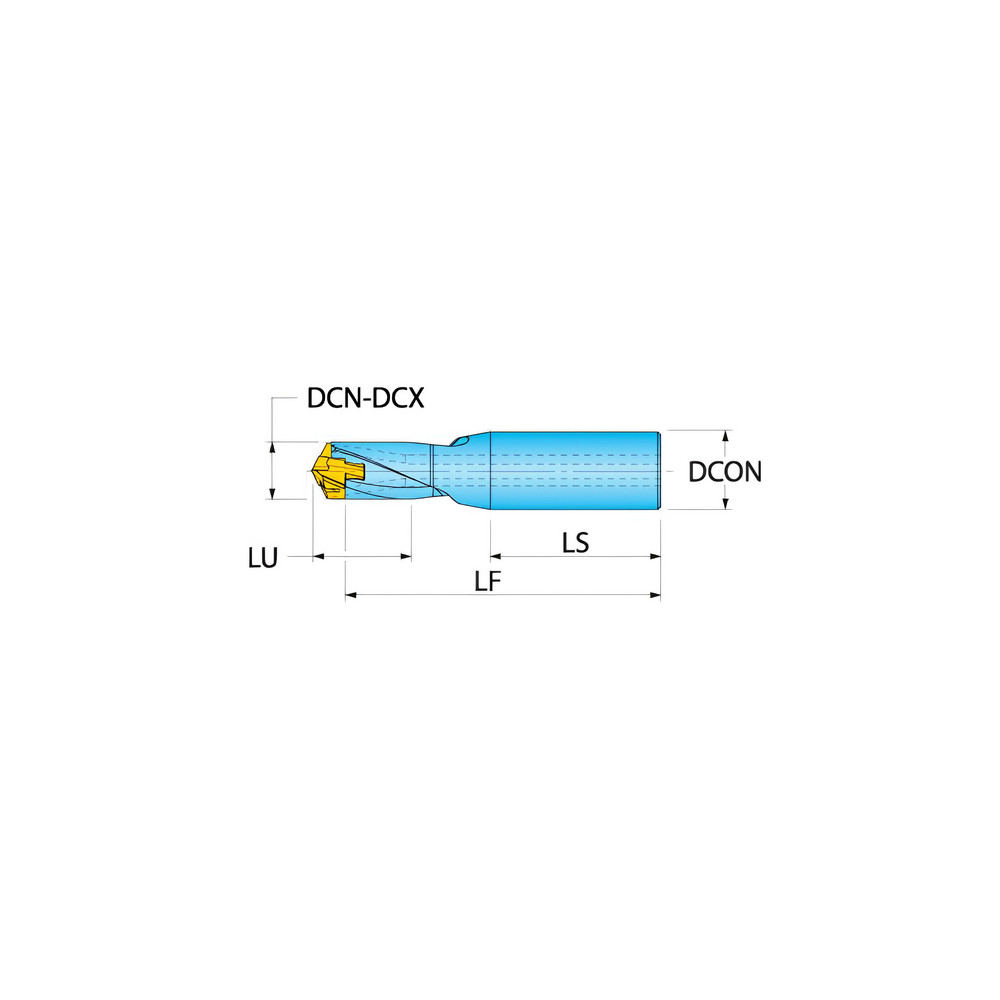 Ingersoll Cutting Tools Replaceable-Tip Drill: 0.2362 to 0.252" Dia, 0.35" Max Depth, 1/2" Cylindrical Shank - 6145473