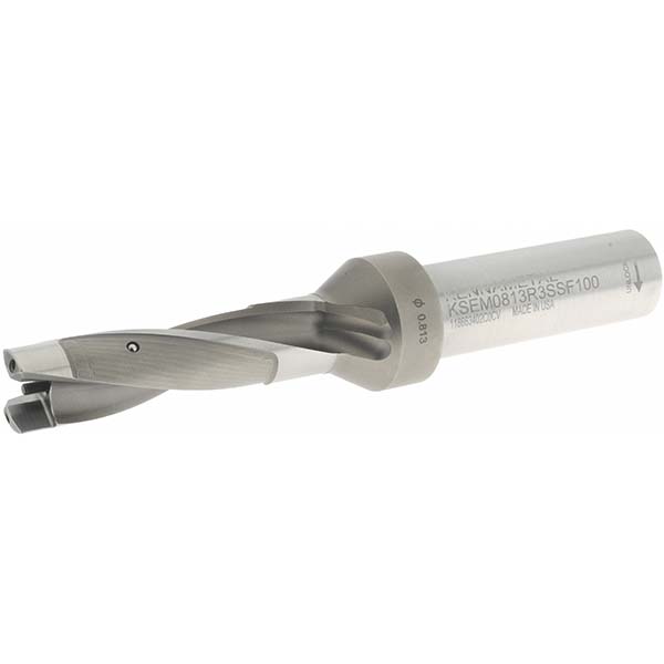 Kennametal Replaceable-Tip Drill: 10.5 to 12 mm Dia, 47.5 mm Max Depth, 12 mm Weldon Flat Shank - 6953898