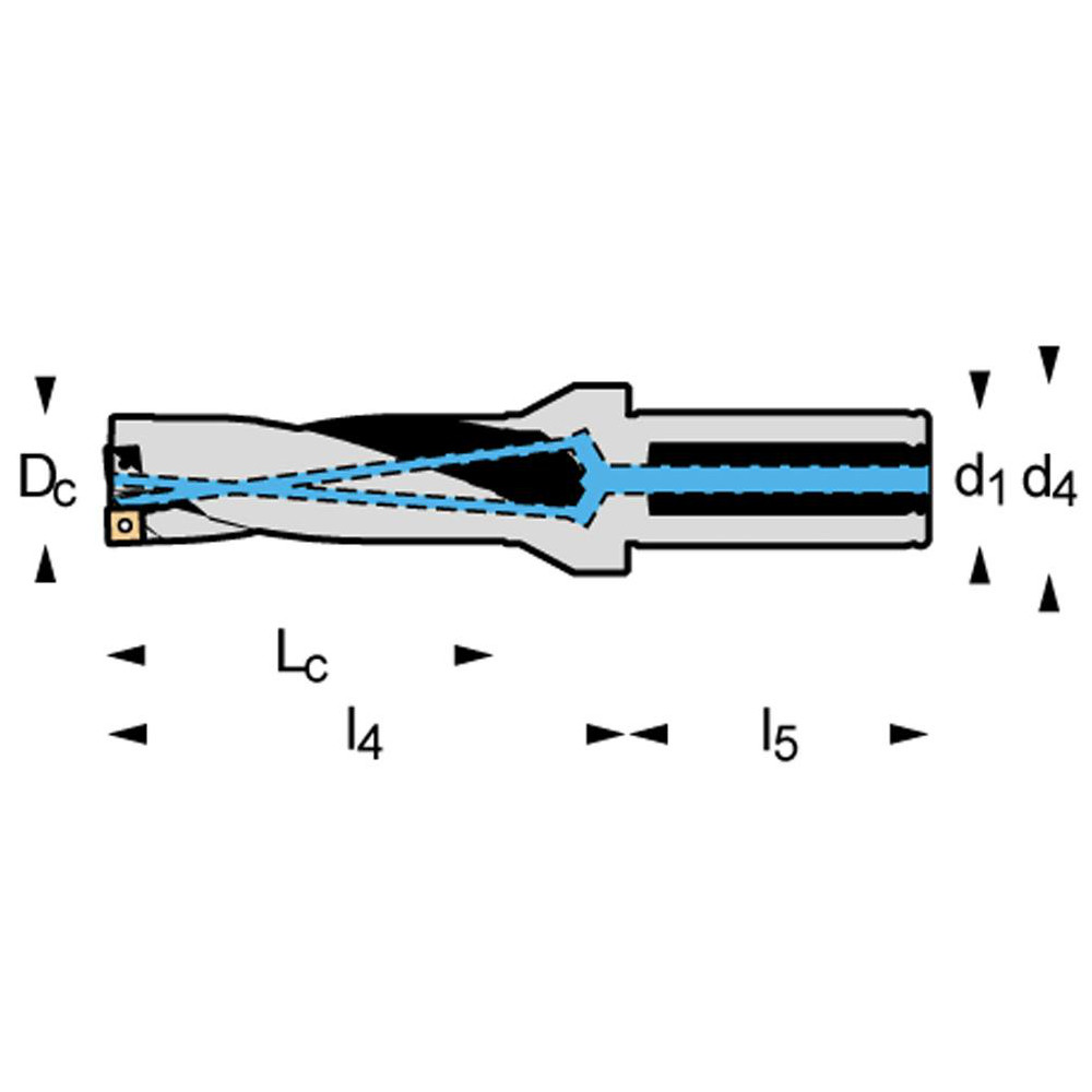 Walter Indexable Insert Drill: D4120.03-13.49F19-P41, 17/32" Max Dia, 3xD, 3/4" Shank Dia - 6929586