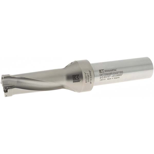 Kennametal Indexable Insert Drill: DFT0984R4SSF100, 1-7/64" Max Dia, 4xD, 1" Shank Dia - 1522135