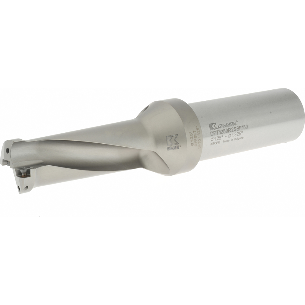 Kennametal Indexable Insert Drill: DFT0984R4SSF100, 1-7/64" Max Dia, 4xD, 1" Shank Dia - 1522135
