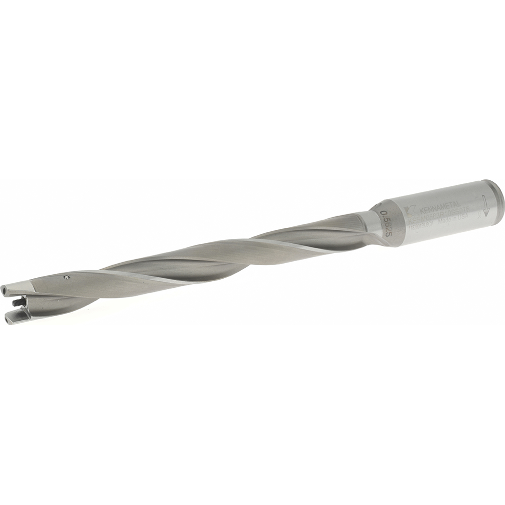 Kennametal Replaceable-Tip Drill: 14.3 to 14.5 mm Dia, 71.44 mm Max Depth, 19.05 mm Weldon Flat Shank - 1785289