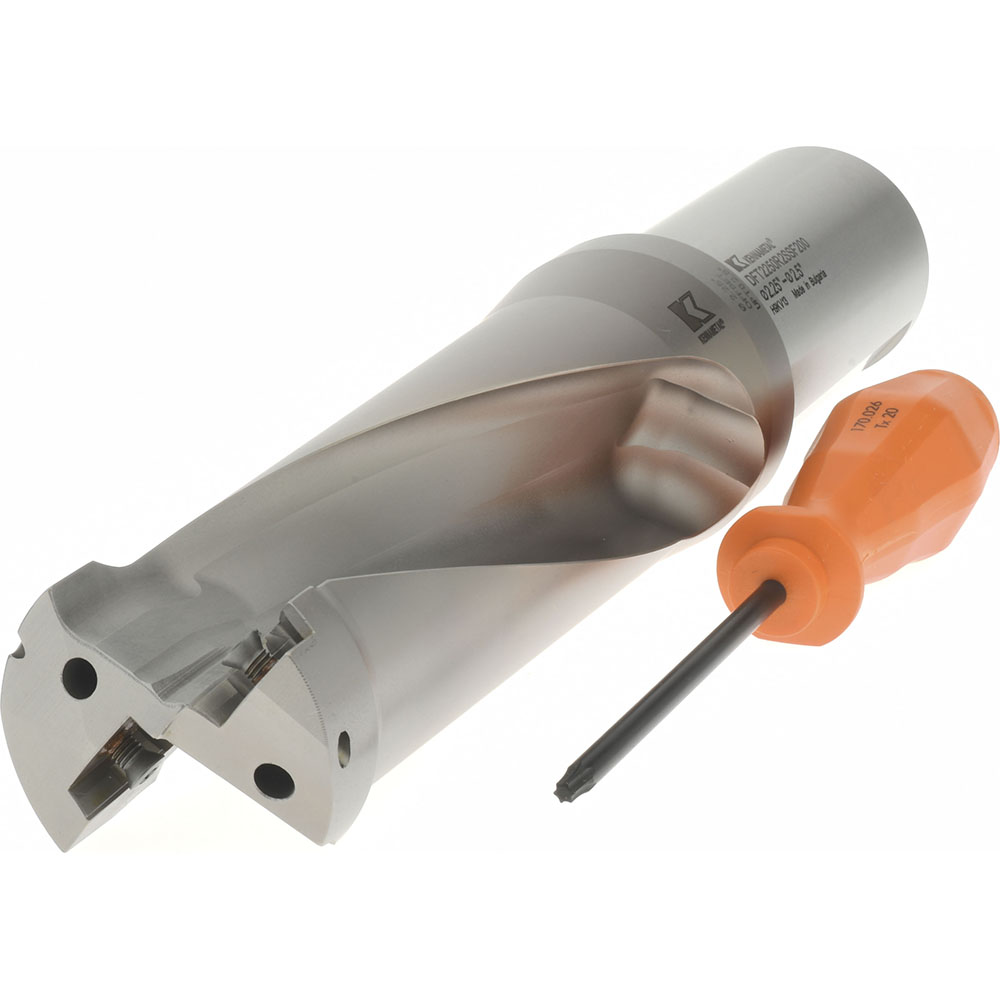 Kennametal Indexable Insert Drill: DFT2250R2SSF200, 2-1/2" Max Dia, 2.5xD, 2" Shank Dia - 1528421