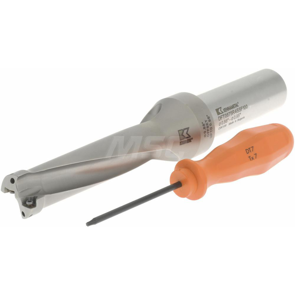 Kennametal Indexable Insert Drill: DFT0875R4SSF100, 0.9500" Max Dia, 3.5000" Max Depth, 4xD, 1.0000" Shank Dia - 1521789