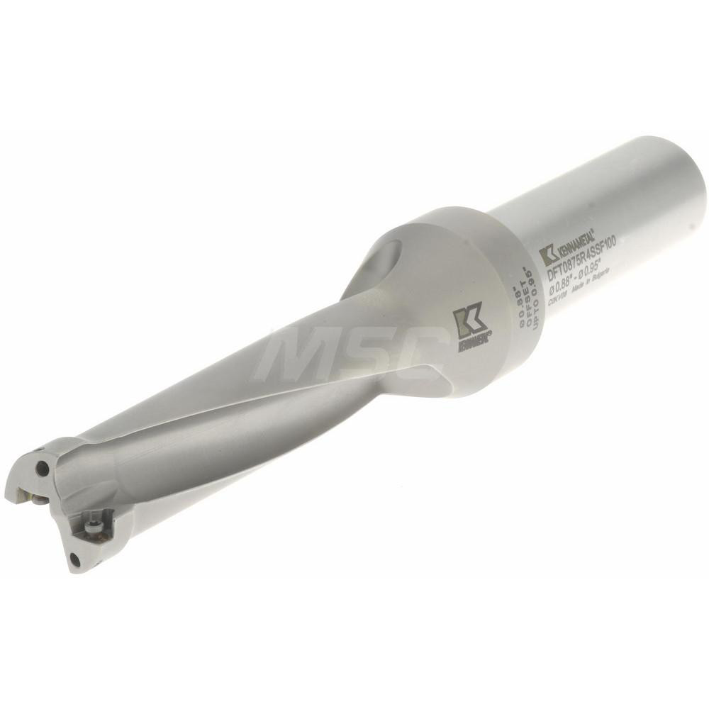 Kennametal Indexable Insert Drill: DFT0875R4SSF100, 0.9500" Max Dia, 3.5000" Max Depth, 4xD, 1.0000" Shank Dia - 1521789