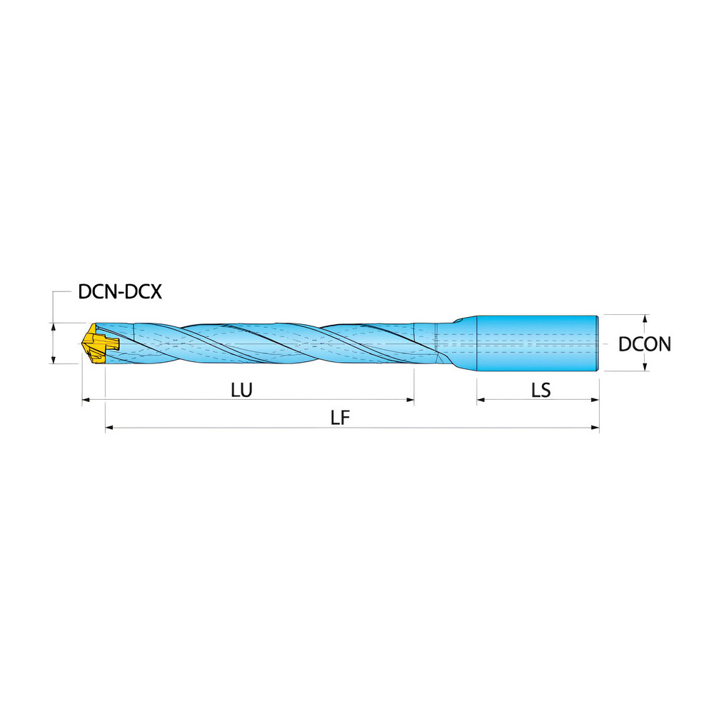 Ingersoll Cutting Tools Replaceable-Tip Drill: 7.5 to 7.9 mm Dia, 60 mm Max Depth, 12 mm Cylindrical Shank - 6102136