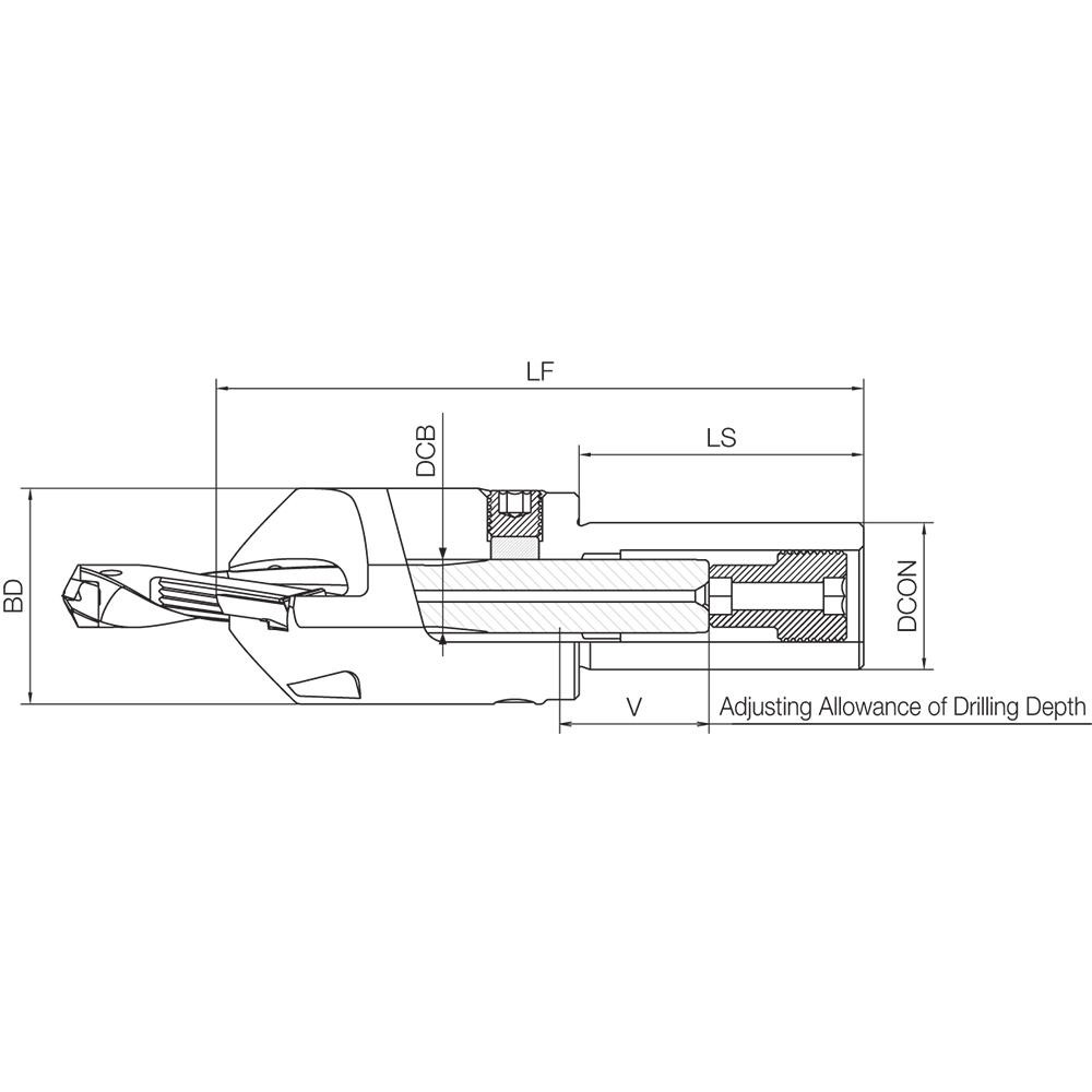 Kyocera Kyocera S32 CH16 DRA Chamfer Attachment with a 4.00mm to 8.00mm Chamfer Depth that is Compatible with CT12T3-45DA Inserts for the DRA Magic Drill Series - THD12006