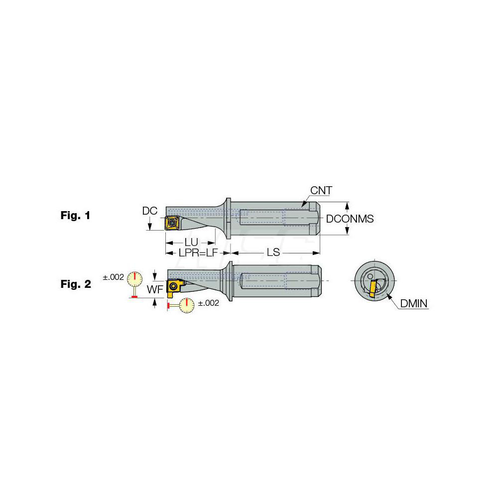 Iscar Indexable Insert Drill: DRMFI08R2.25D050A04, 0.3150" Max Dia, 0.7100" Max Depth, 2.25xD, 0.5000" Shank Dia - 3202368