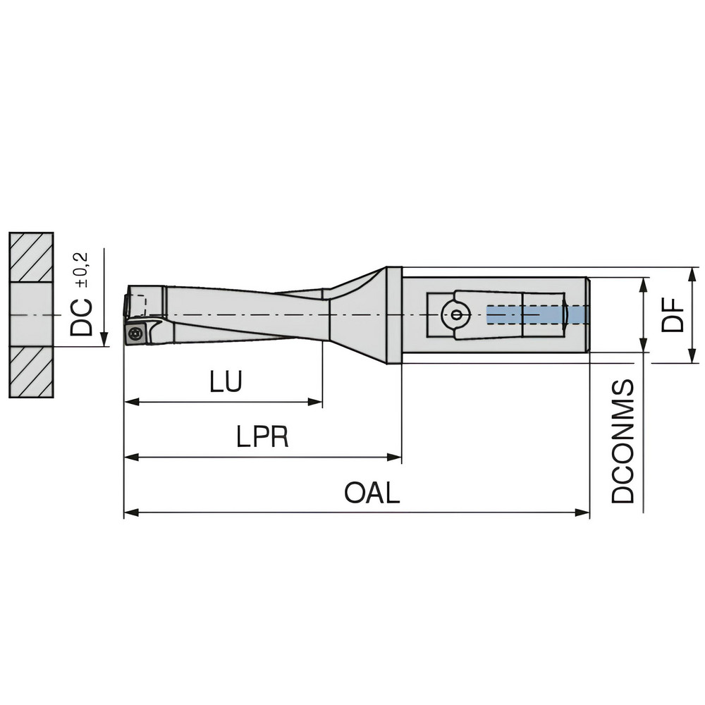 Komet Indexable Insert Drill: U11-72050, 20.50 mm Max Dia, 63.00 mm Max Depth, 3xD, 25.00 mm Shank Dia - 1088020512