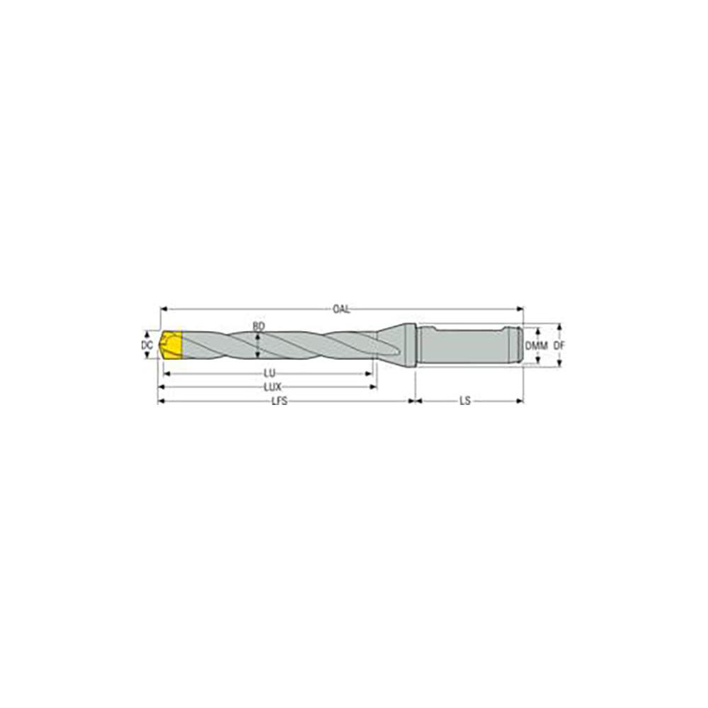 Seco Replaceable-Tip Drill: 19 to 19.99 mm Dia, 130 mm Max Depth, 20 mm Weldon Flat Shank - 02427480