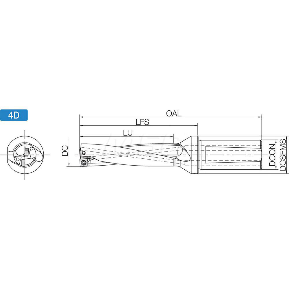 Kyocera Indexable Insert Drill: S32DRV280M409, 28.00 mm Max Dia, 112.00 mm Max Depth, 4xD, 32.00 mm Shank Dia - THD11685