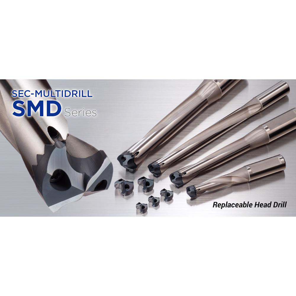 Sumitomo Replaceable-Tip Drill: 13 to 13.49 mm Dia, 1.859" Max Depth, 5/8" Whistle Notch Shank - 5L00W06
