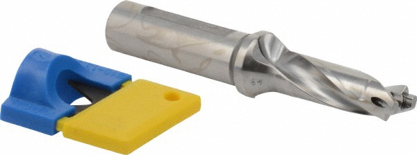 Sumitomo Replaceable-Tip Drill: 13 to 13.49 mm Dia, 1.859" Max Depth, 5/8" Whistle Notch Shank - 5L00W06