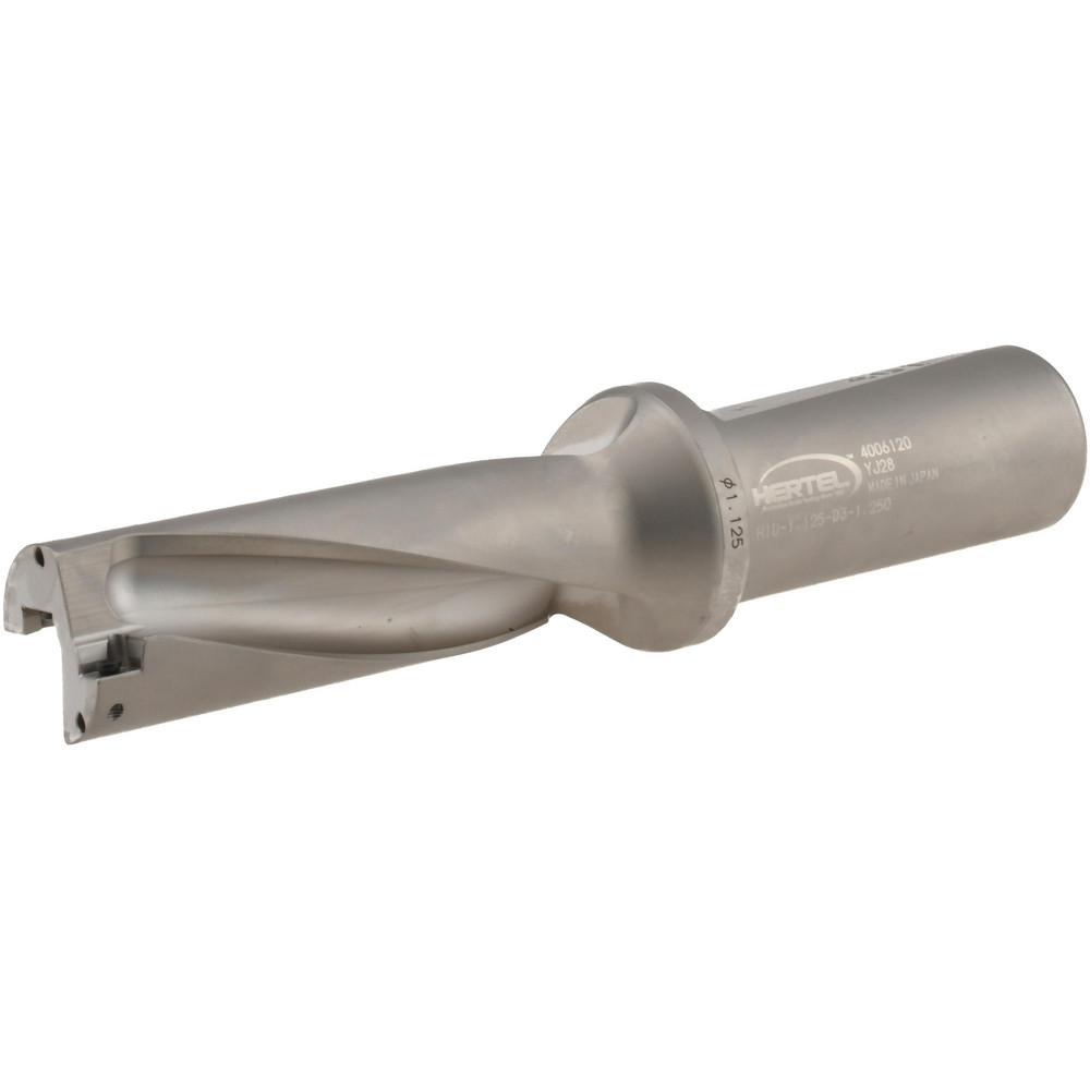 Hertel Indexable Insert Drill: HID-1.125-D3-1.250, 1.1590" Max Dia, 3xD, 1.2500" Shank Dia - 4006120