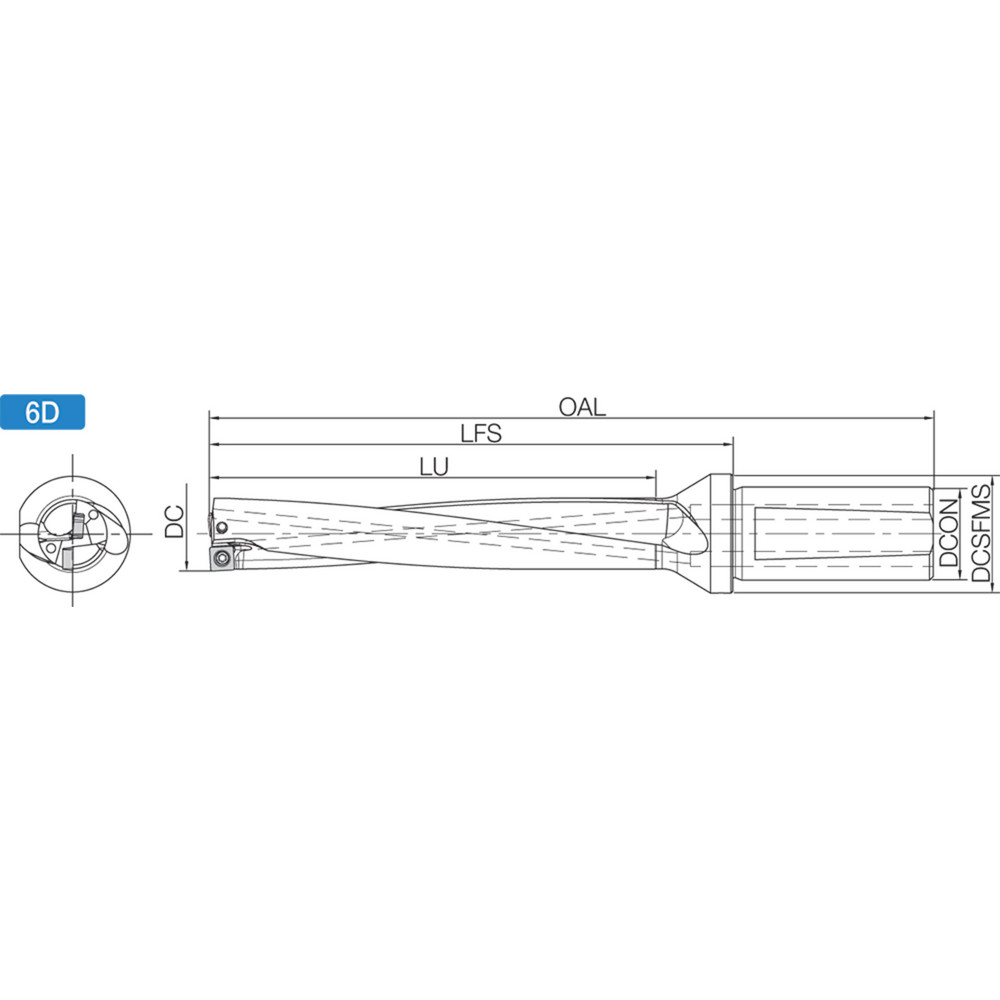 Kyocera Indexable Insert Drill: S150DRV1625614, 1-5/8" Max Dia, 9-3/4" Max Depth, 6xD, 1-1/2" Shank Dia - THD12018