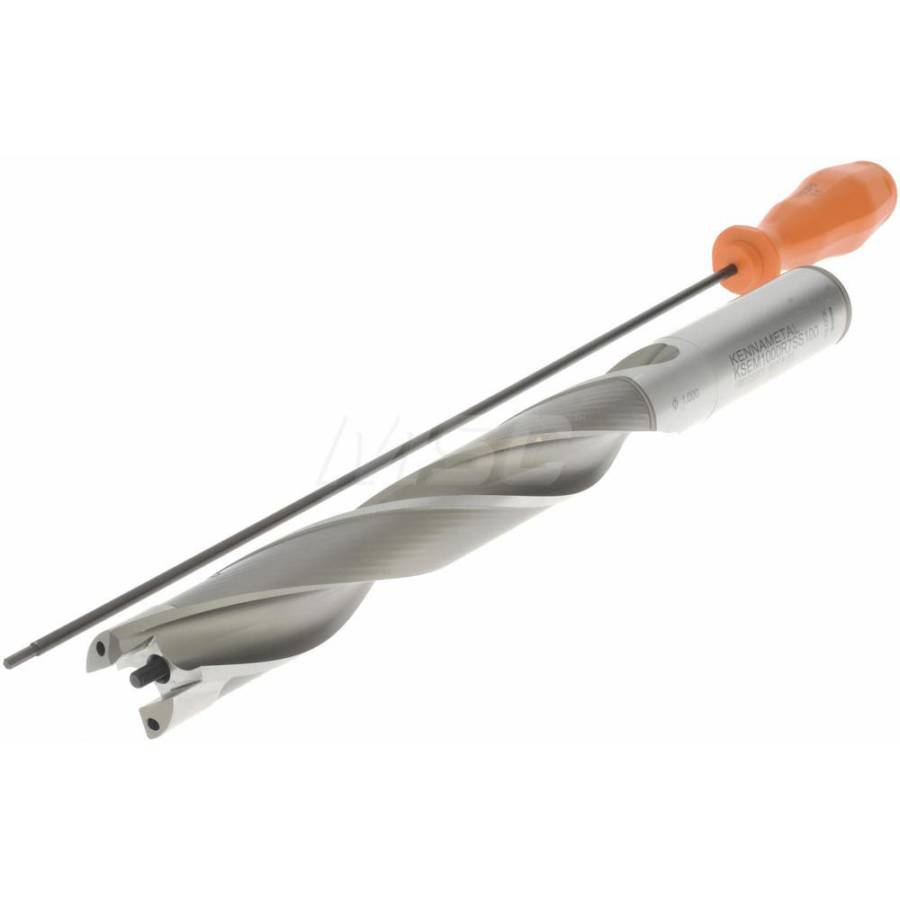 Kennametal Replaceable-Tip Drill: 25.4 to 25.9 mm Dia, 182 mm Max Depth, 25.4 mm Straight-Cylindrical Shank - 1519277