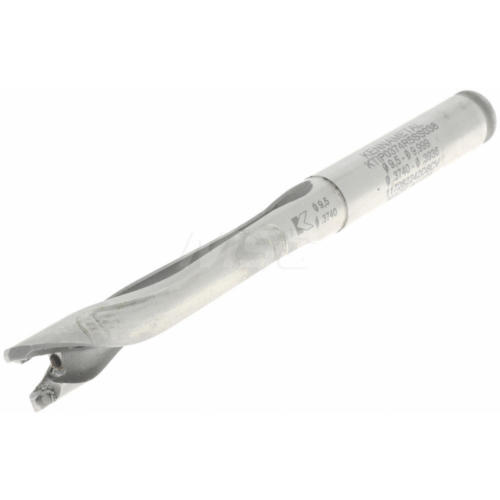 Kennametal Replaceable-Tip Drill: 9.5 to 9.99 mm Dia, 50.04 mm Max Depth, 9.53 mm Straight-Cylindrical Shank - 2250676