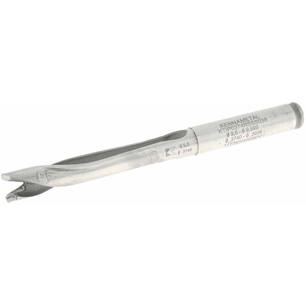 Kennametal Replaceable-Tip Drill: 9.5 to 9.99 mm Dia, 50.04 mm Max Depth, 9.53 mm Straight-Cylindrical Shank - 2250676