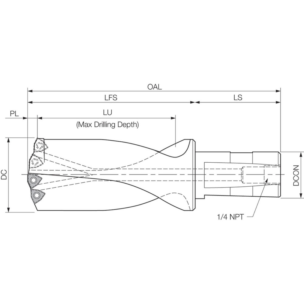 Kyocera Indexable Insert Drill: WCMX06 2.312DIA3XD, 2-5/16" Max Dia, 3xD, 2" Shank Dia - OTM86329