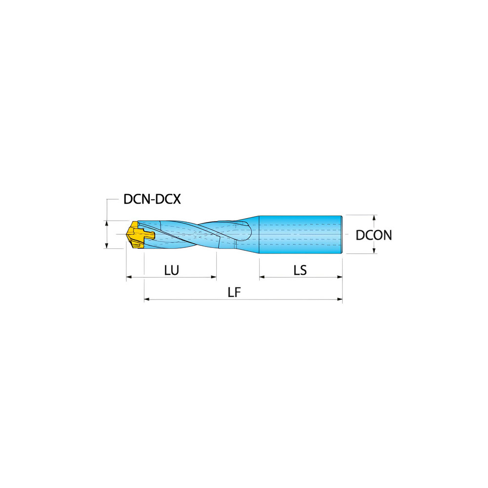Ingersoll Cutting Tools Replaceable-Tip Drill: 0.2559 to 0.2717" Dia, 0.79" Max Depth, 1/2" Cylindrical Shank - 6145485
