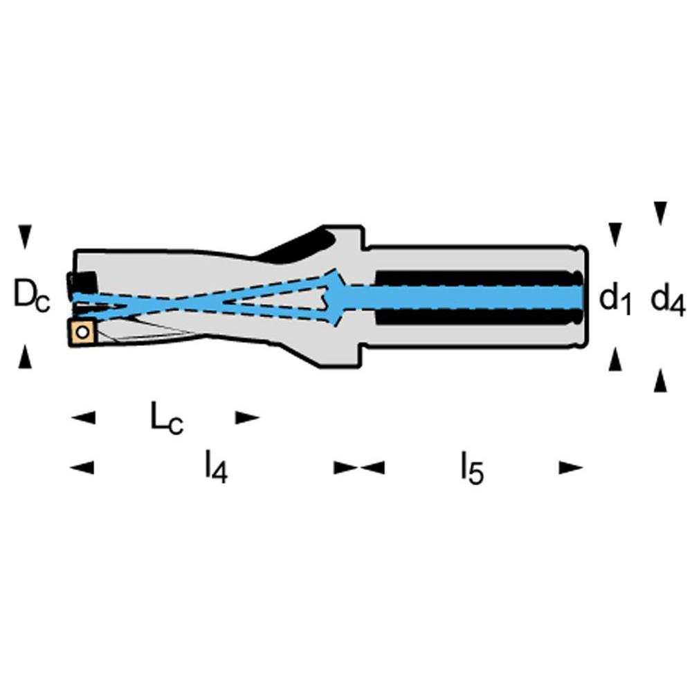 Walter Indexable Insert Drill: D4120.02-30.15F31-P45, 1-3/16" Max Dia, 2xD, 1-1/4" Shank Dia - 6929566