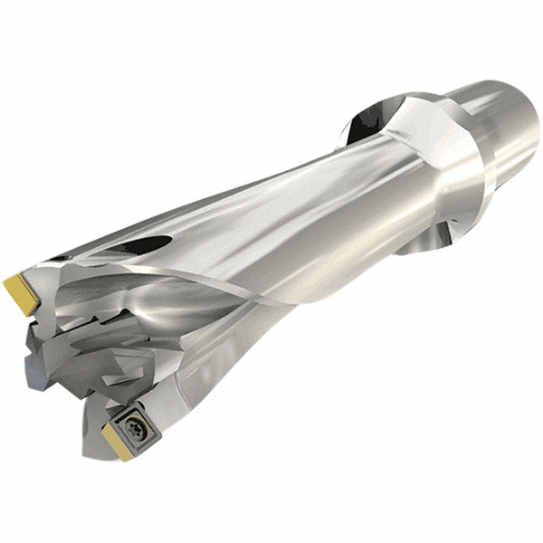 Kennametal Replaceable-Tip Drill: 36.52 to 40 mm Dia, 182.6 mm Max Depth, 1-1/2" Straight-Cylindrical Shank - 6123762