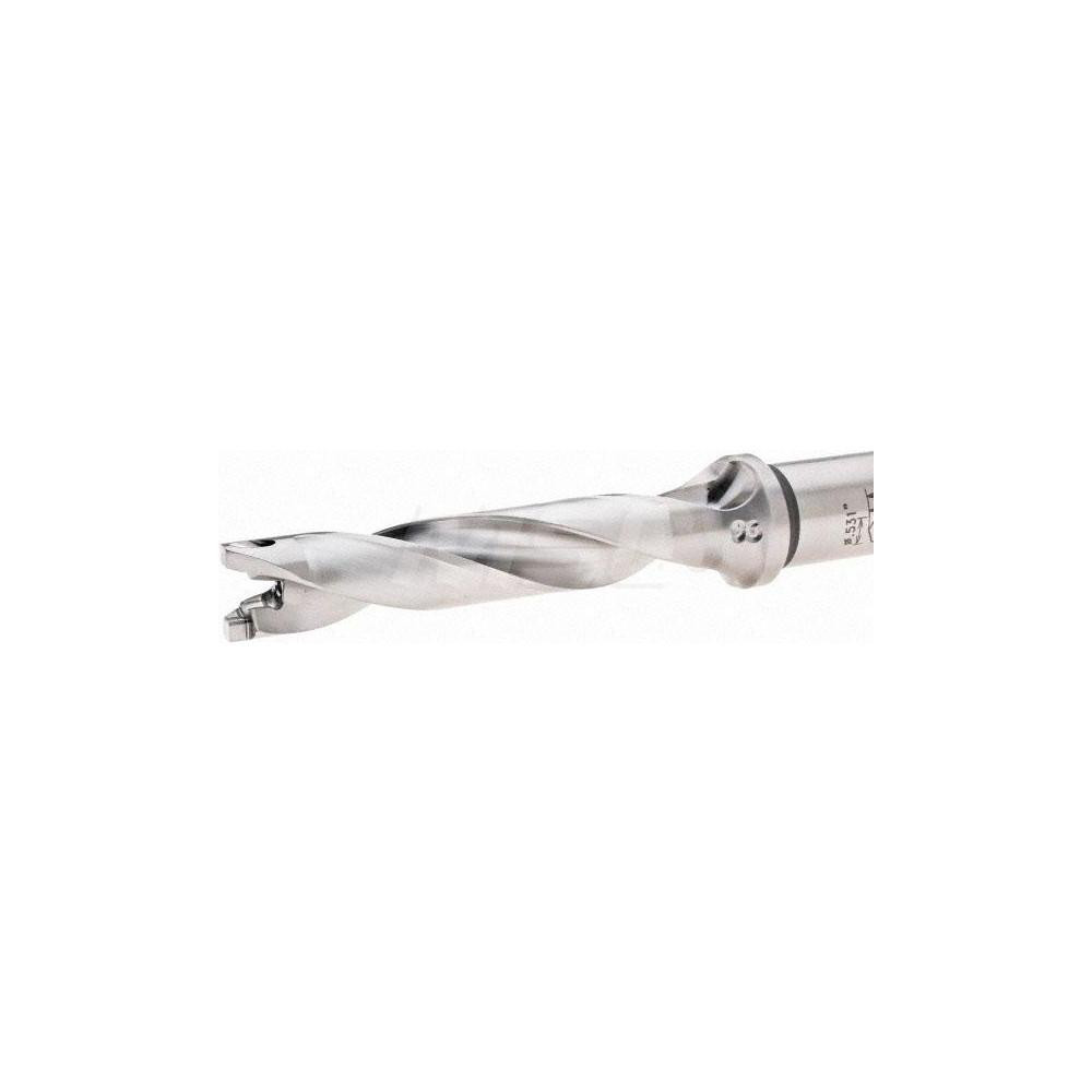 Iscar Replaceable-Tip Drill: 0.531 to 0.547" Dia, 2.65" Max Depth, 5/8" Straight-Cylindrical Shank - 3202633