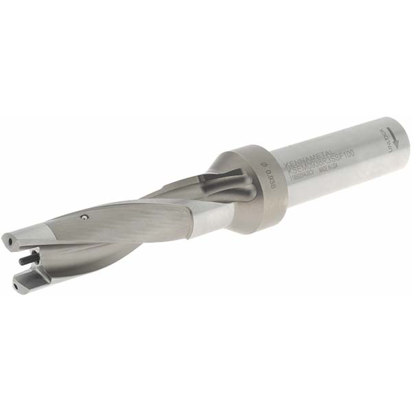 Kennametal Replaceable-Tip Drill: 23.81 to 24 mm Dia, 72 mm Max Depth, 25.4 mm Weldon Flat Shank - 1505119