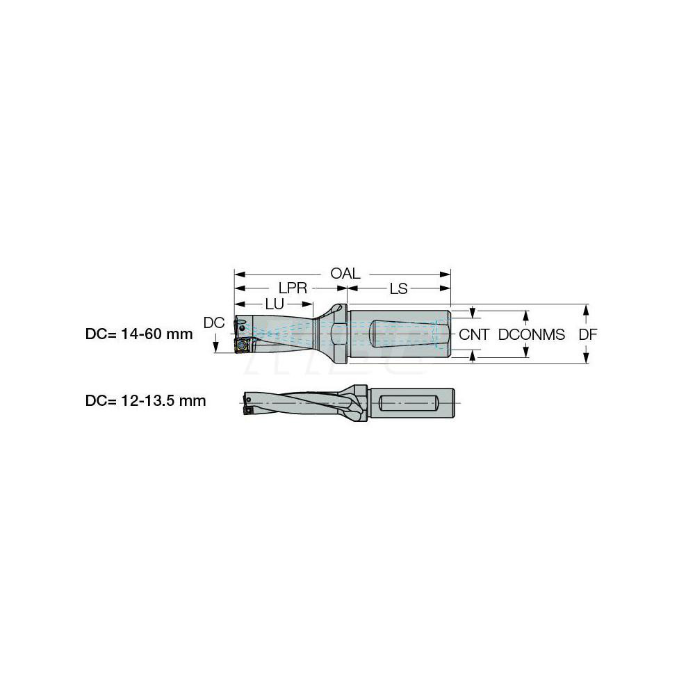 Iscar Indexable Insert Drill: DR23004625072DN, 25.50 mm Max Dia, 46.00 mm Max Depth, 2xD, 25.00 mm Shank Dia - 3201376