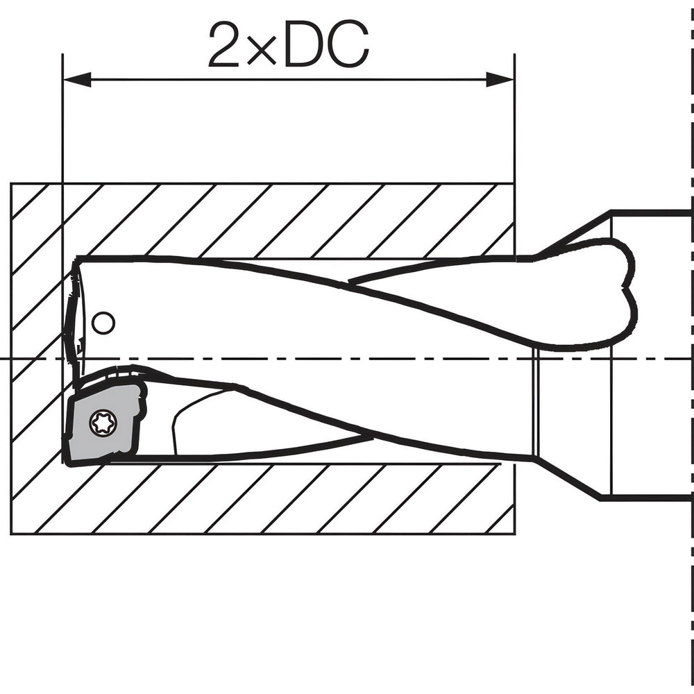 Kyocera Indexable Insert Drill: S100DRZ1125225010G, 1-1/8" Max Dia, 2-1/4" Max Depth, 2xD, 1" Shank Dia - THD89006