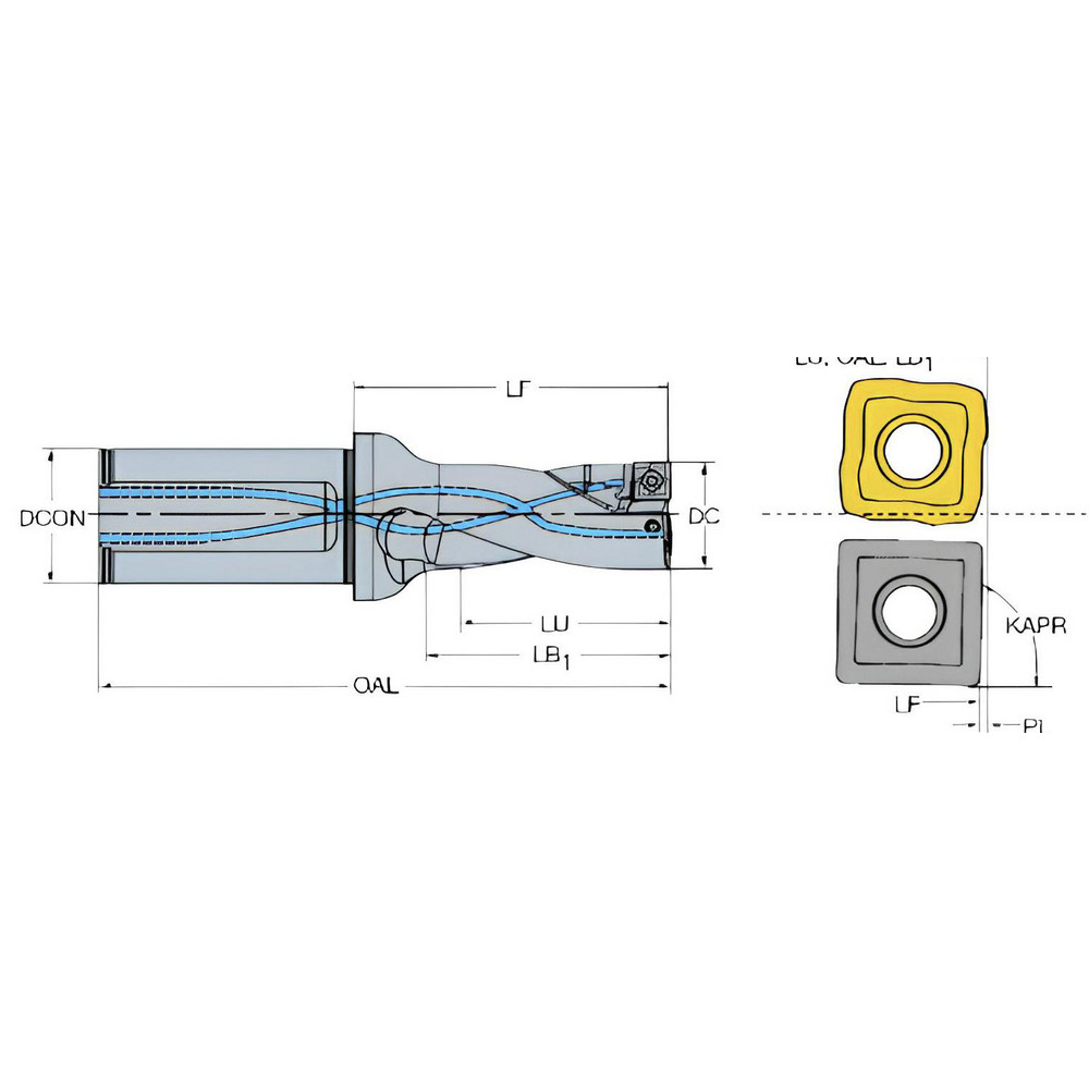 Sandvik Coromant Indexable Insert Drill: 880-D2600L32-02, 26.00 mm Max Dia, 52.52 mm Max Depth, 2xD, 32.00 mm Shank Dia - 5765359