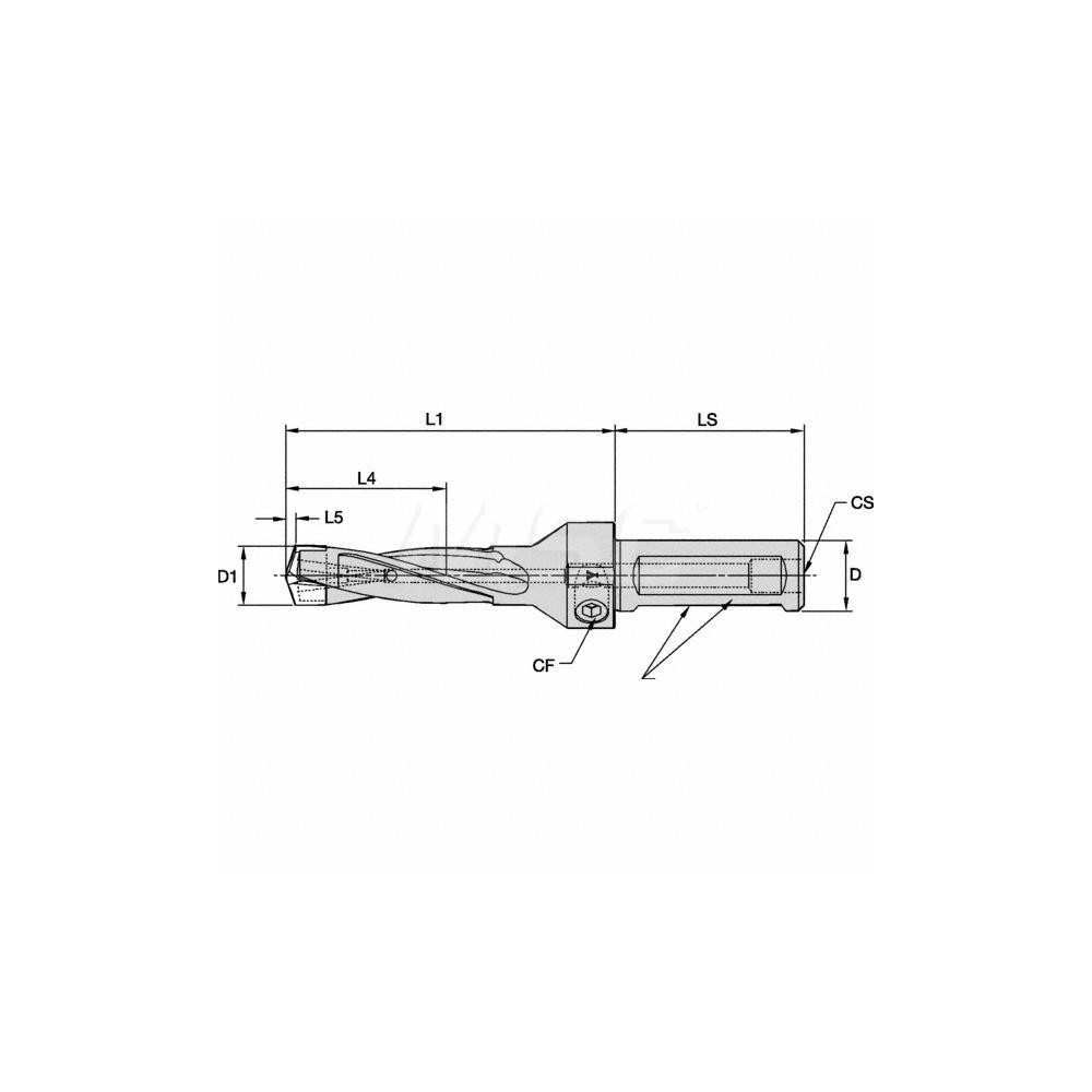 Kennametal Replaceable-Tip Drill: 17.46 to 17.96 mm Dia, 54 mm Max Depth, 19.05 mm Weldon Flat Shank - 1505111