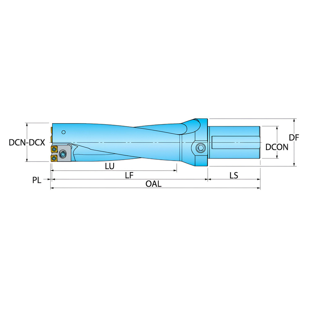 Ingersoll Cutting Tools Indexable Insert Drill: QA0619195N8R01, 2-9/16" Max Dia, 3xD, 2" Shank Dia - 6181184