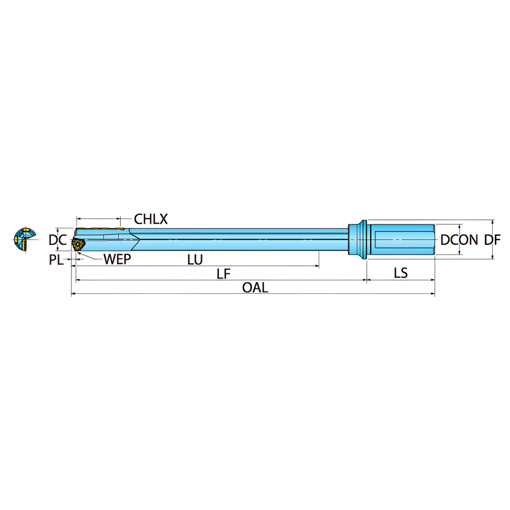 Ingersoll Cutting Tools Indexable Insert Drill: GTADP14680220N5R01, 37/64" Max Dia, 8-55/64" Max Depth, 15xD, 1" Shank Dia - 4847018