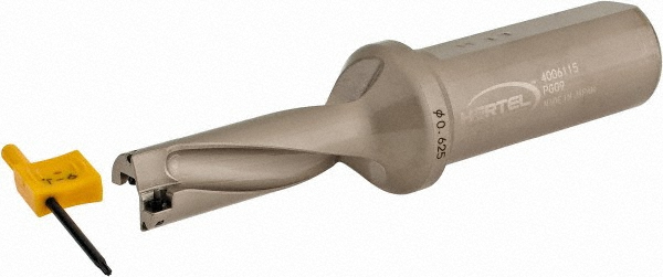 Hertel Indexable Insert Drill: HID-0.625-D2-1.000, 0.6440" Max Dia, 2xD, 1.0000" Shank Dia - 4006083