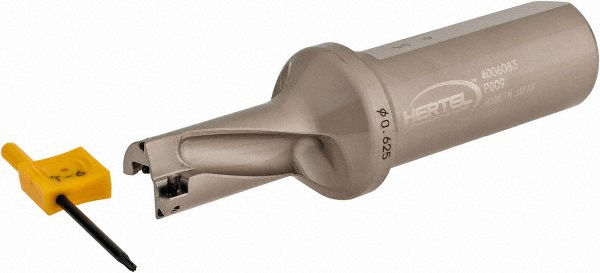 Hertel Indexable Insert Drill: HID-0.625-D2-1.000, 0.6440" Max Dia, 2xD, 1.0000" Shank Dia - 4006083