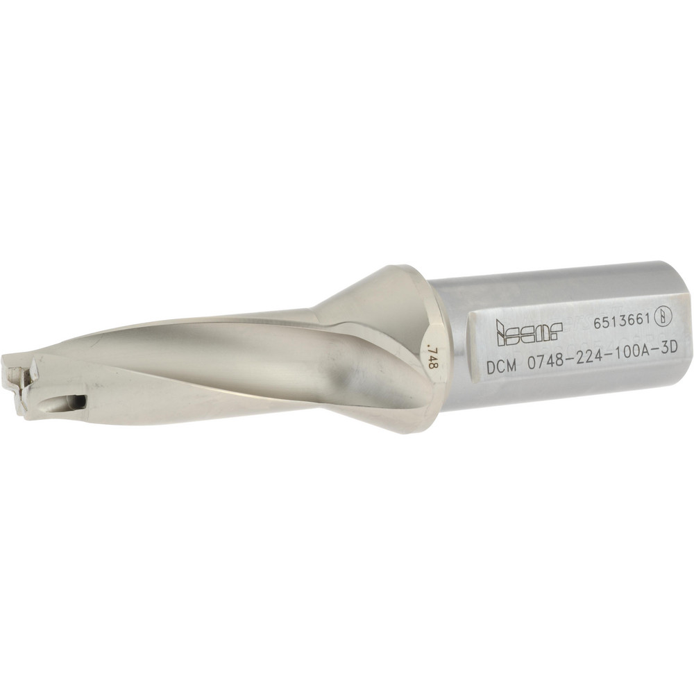 Ingersoll Cutting Tools Replaceable-Tip Drill: 0.748 to 0.7835" Dia, 2.4" Max Depth, 1" Cylindrical Shank - 6210757