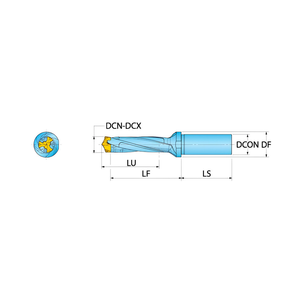 Ingersoll Cutting Tools Replaceable-Tip Drill: 0.748 to 0.7835" Dia, 2.4" Max Depth, 1" Cylindrical Shank - 6210757