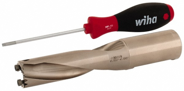 Iscar Replaceable-Tip Drill: 1.22 to 1.256" Dia, 14.86" Max Depth, 1-1/4" Straight-Cylindrical Shank - 3203567