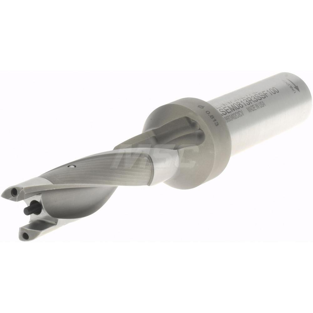 Kennametal Replaceable-Tip Drill: 20.64 to 21.14 mm Dia, 66 mm Max Depth, 25.4 mm Weldon Flat Shank - 1505115