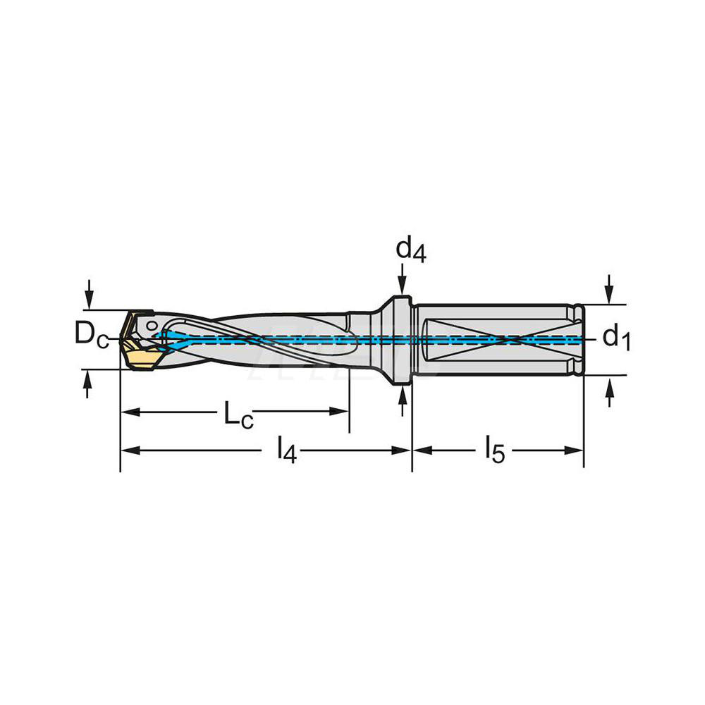 Walter Replaceable-Tip Drill: 12 to 12.99 mm Dia, 38 mm Max Depth, 5/8" Straight-Cylindrical Shank - 7508777