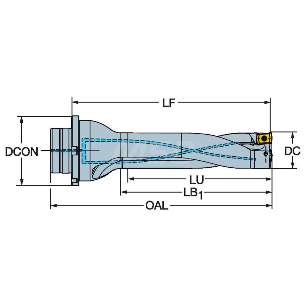 Sandvik Coromant Indexable Insert Drill: DS20-D1600DM20-07, 16.00 mm Max Dia, 112.46 mm Max Depth, 7xD, 20.00 mm Shank Dia - 7755839