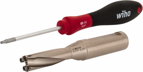 Ingersoll Cutting Tools Replaceable-Tip Drill: 0.4724 to 0.4882" Dia, 3.78" Max Depth, 5/8" Cylindrical Shank - 3212696