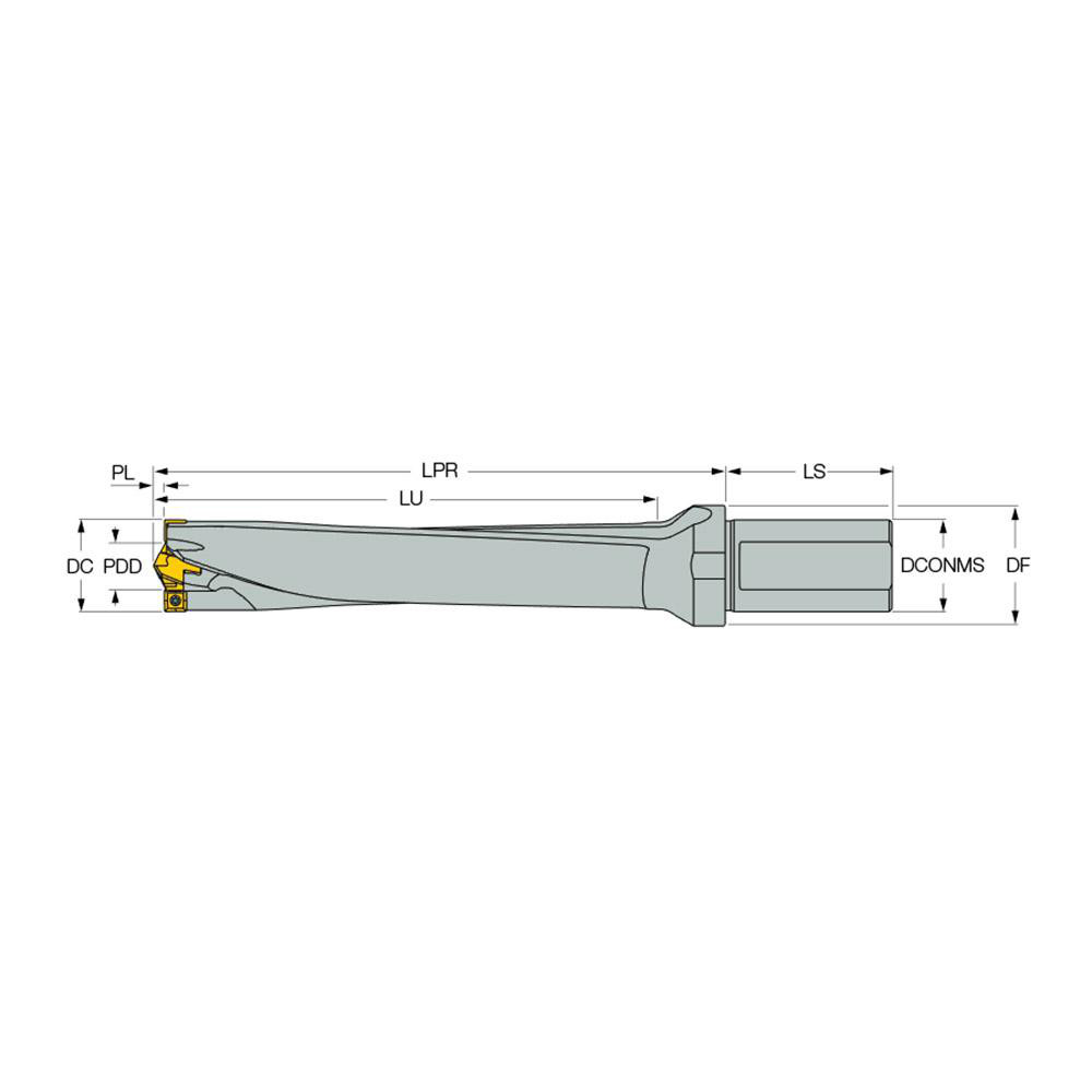 Iscar Indexable Insert Drill: MNC16254881500965103, 1-5/8" Max Dia, 3xD, 1-1/2" Shank Dia - 3393255