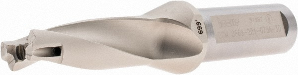 Ingersoll Cutting Tools Replaceable-Tip Drill: 0.5118 to 0.5472" Dia, 2.01" Max Depth, 3/4" Weldon Flat Shank - 3221100