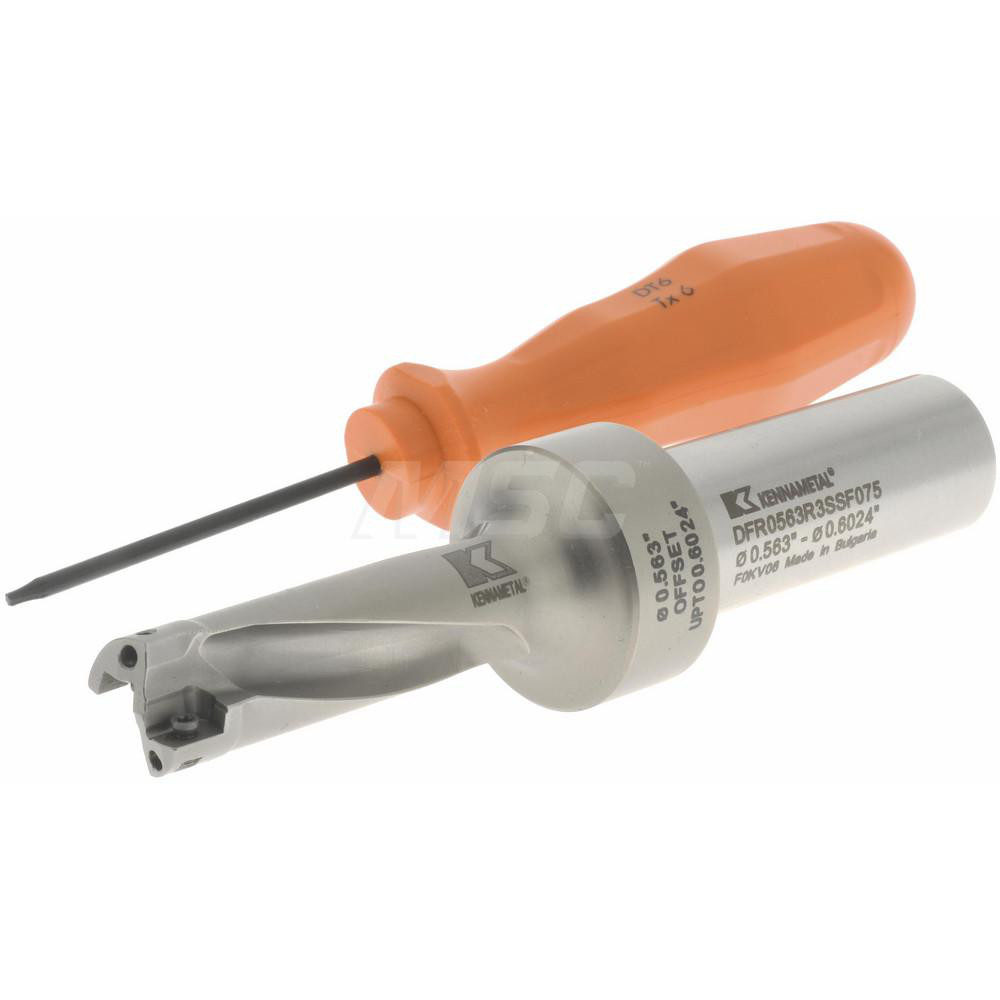 Kennametal Indexable Insert Drill: DFR0563R3SSF075, 15.29 mm Max Dia, 42.90 mm Max Depth, 3xD - 1715091
