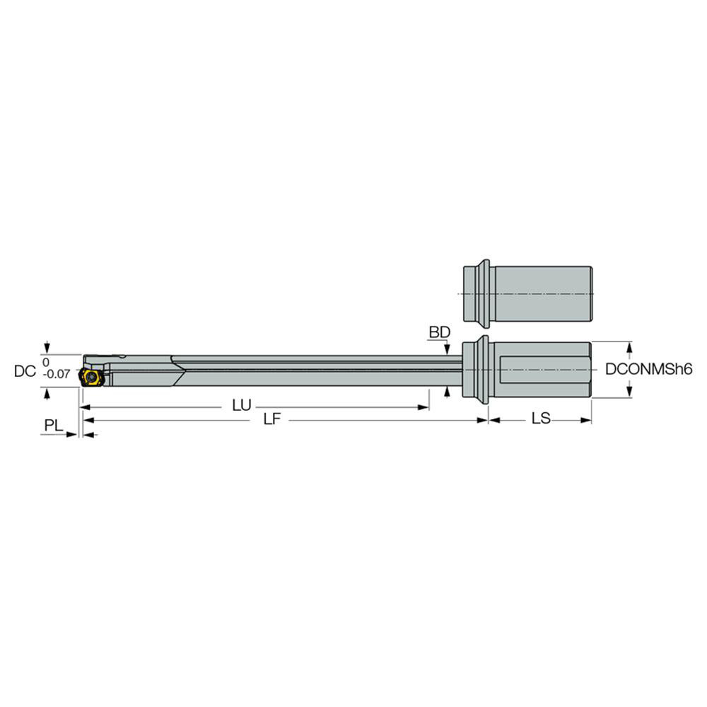 Iscar Indexable Insert Drill: GD-DH 12.70-99-25D-06, 1/2" Max Dia, 25xD, 3/4" Shank Dia - 3481252