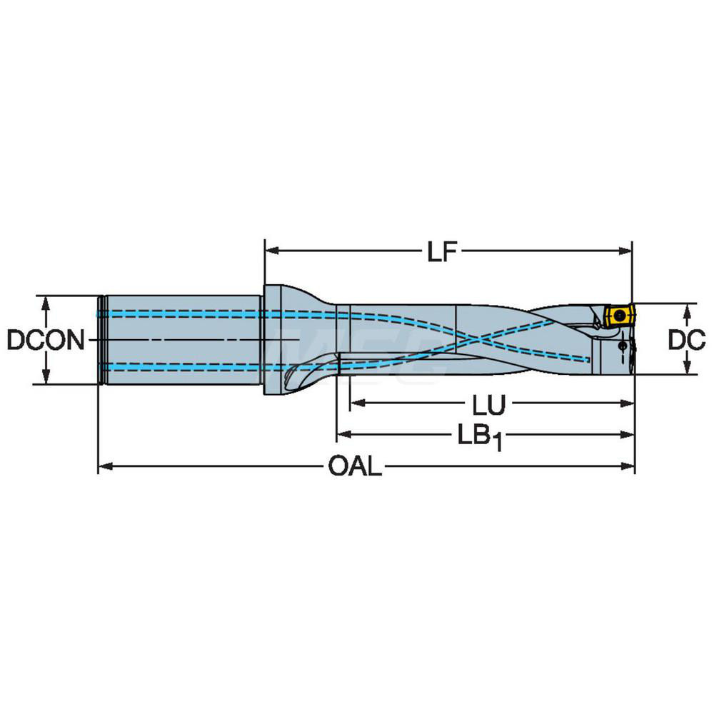 Sandvik Coromant Indexable Insert Drill: DS20-D1650L20-04, 16.50 mm Max Dia, 66.46 mm Max Depth, 4xD, 20.00 mm Shank Dia - 8009469